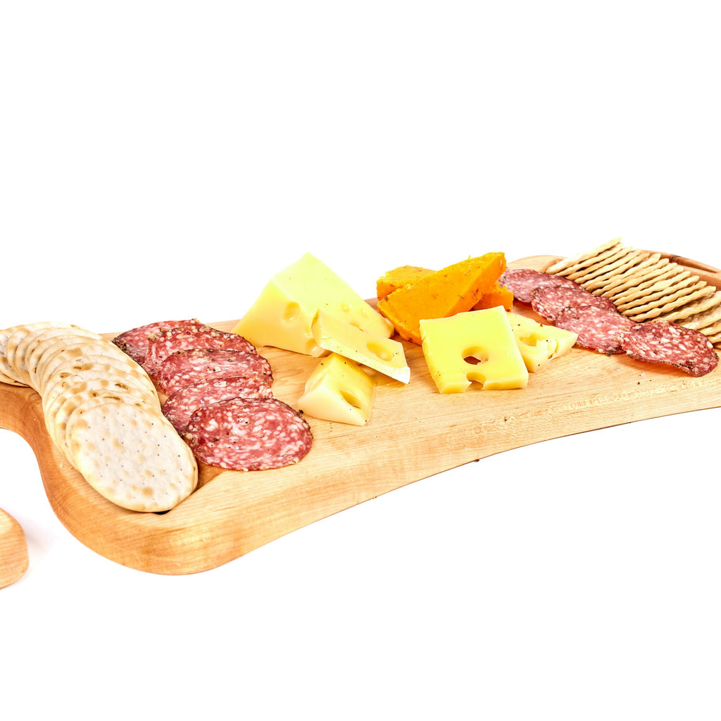 Large Alder board arranged with bread and cheese