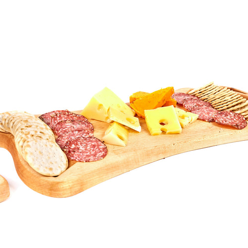 Large Alder board arranged with bread and cheese