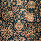Heritage patterned flatweave rug in a bright living room