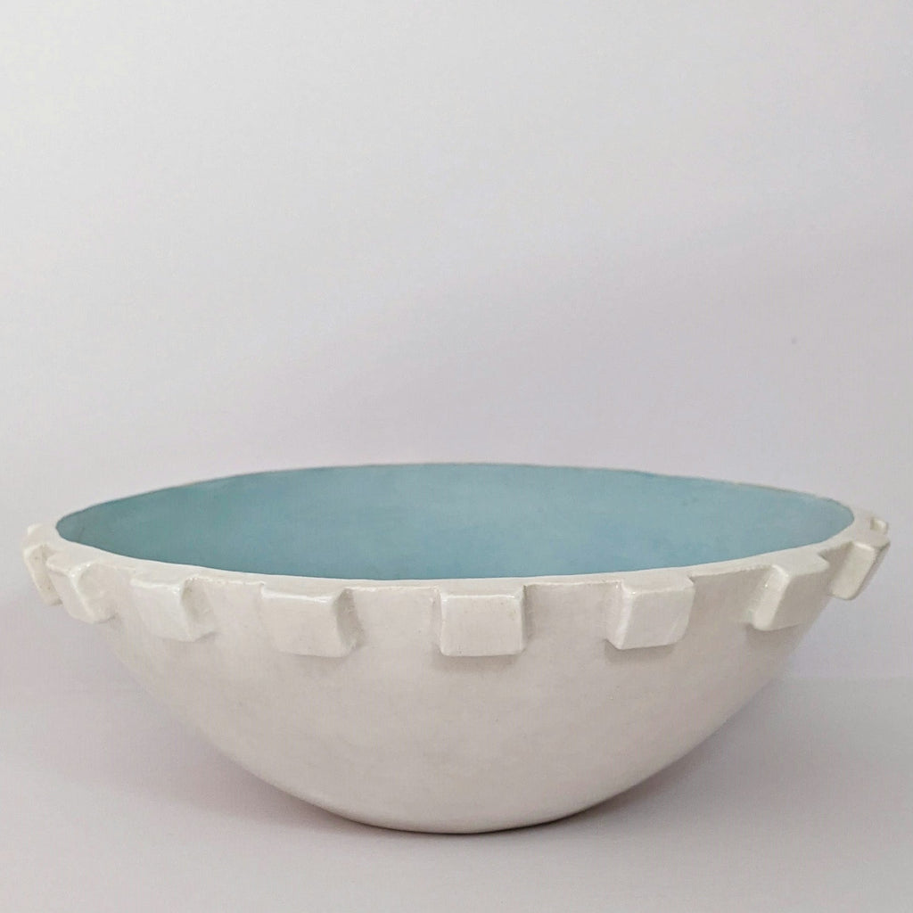 Arlo footed bowl in a pale chalk glaze