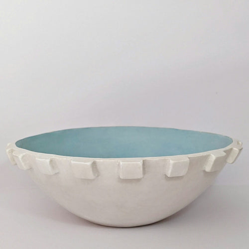 Arlo footed bowl in a pale chalk glaze