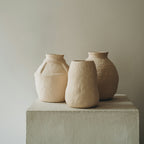 Neutral Sora ceramic vases displayed on a plinth